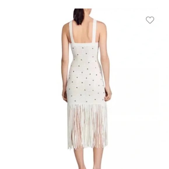 SANDRO white embellished fringe dress Sz 36 US 4 - Picture 3 of 6